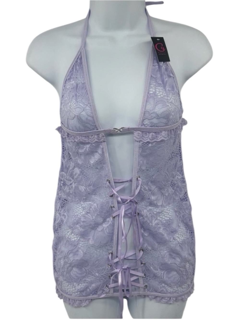 G World Intimates Lavender One Size Lace Lingerie with Thong New